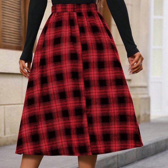 Plaid Print Stretchy High Waist Skirt - Picture 3 of 10